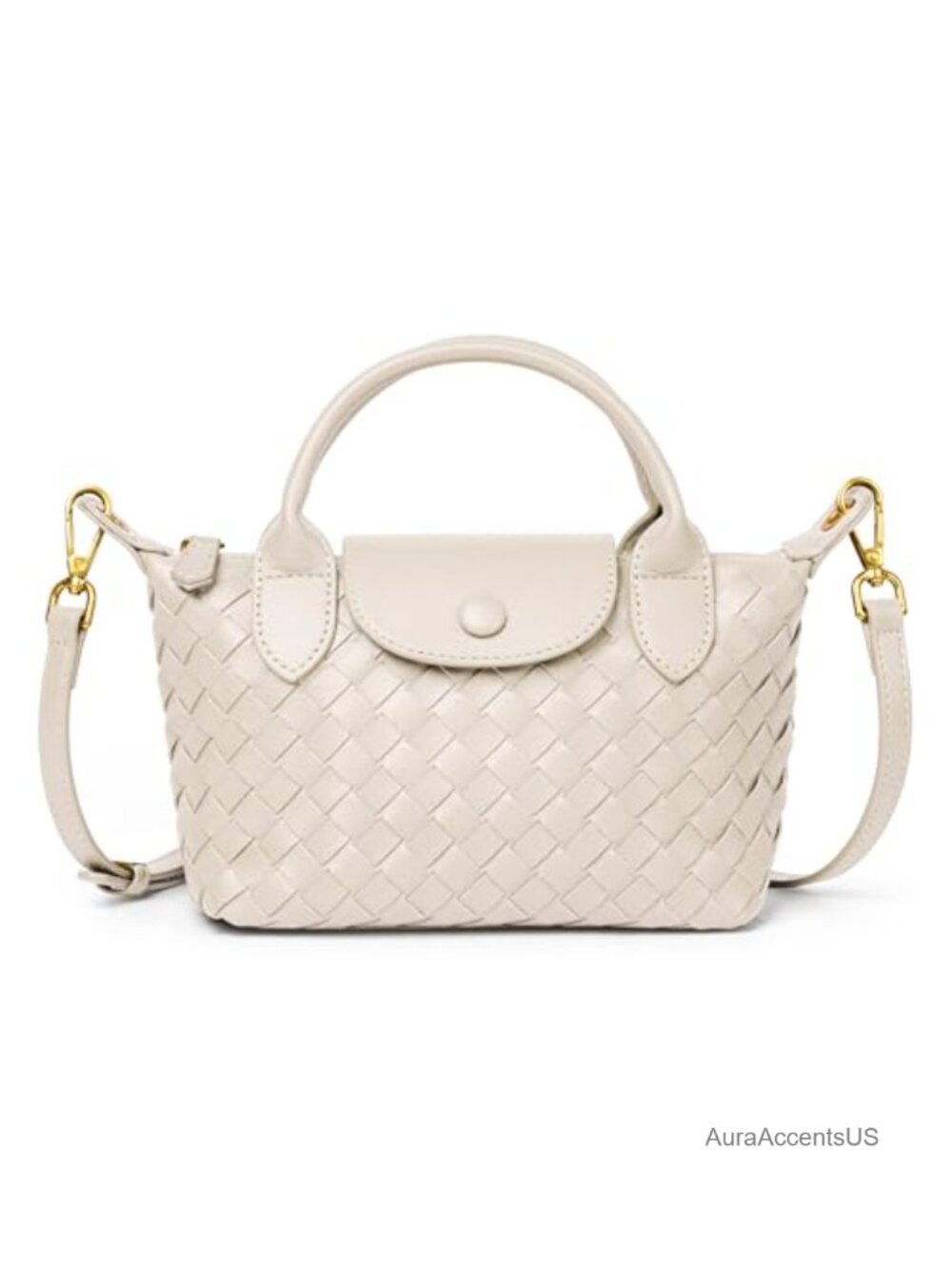 Small Woven Crossbody Bag Dumpling Purse for Women Top Handle Vegan Leather Mini